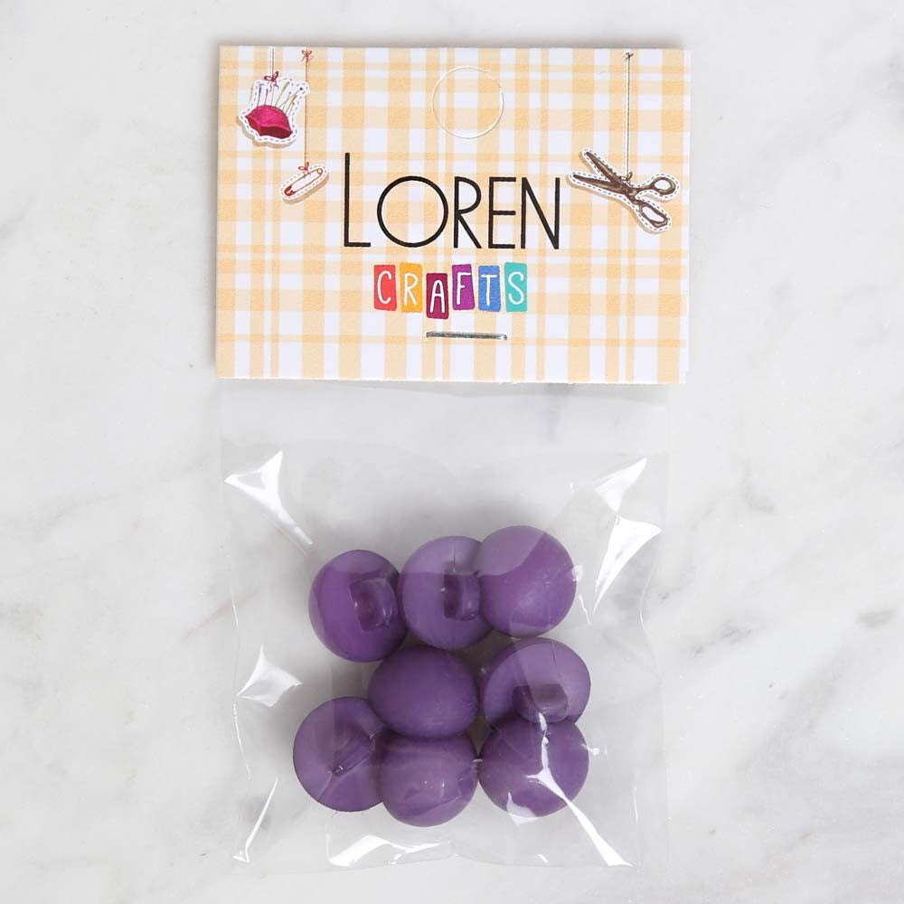 Loren Crafts 8'li Mat Plastik İnci Düğme Mor - 1749